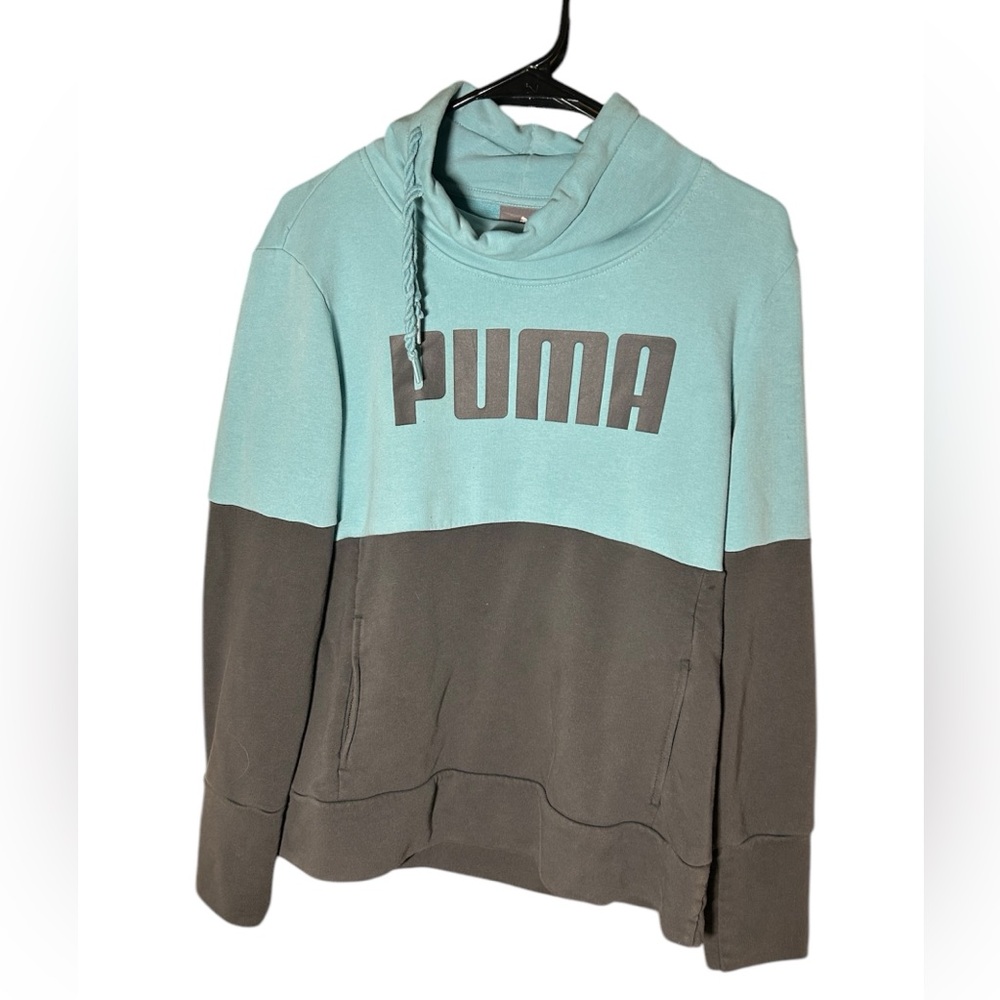 PUMA‎ Women's Two-Tone Hoodie - Teal - Gray Size XL